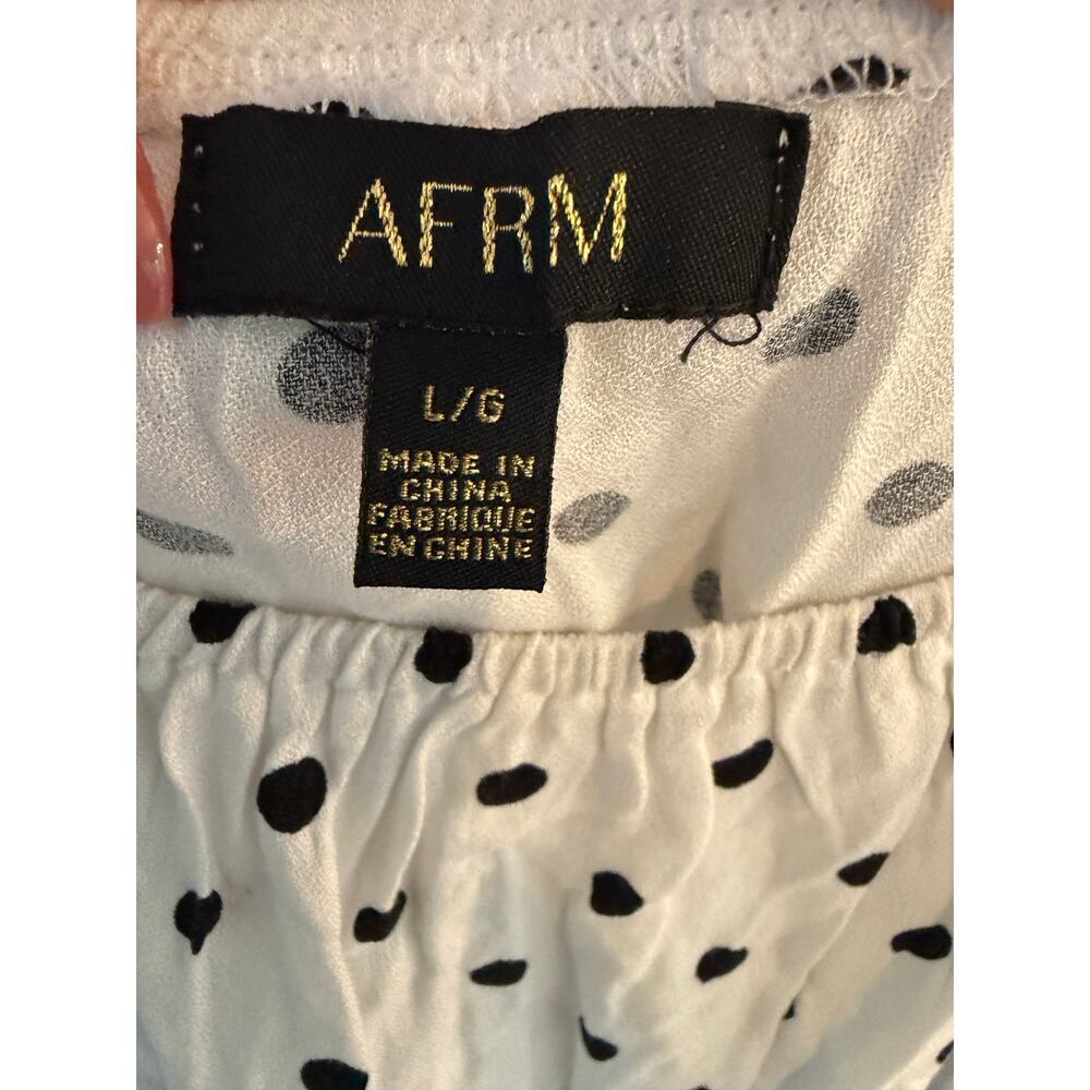 AFRM White & Black Polka Dot Smocked Crop Top Long Sleeve Blouse Large - Picture 4 of 8